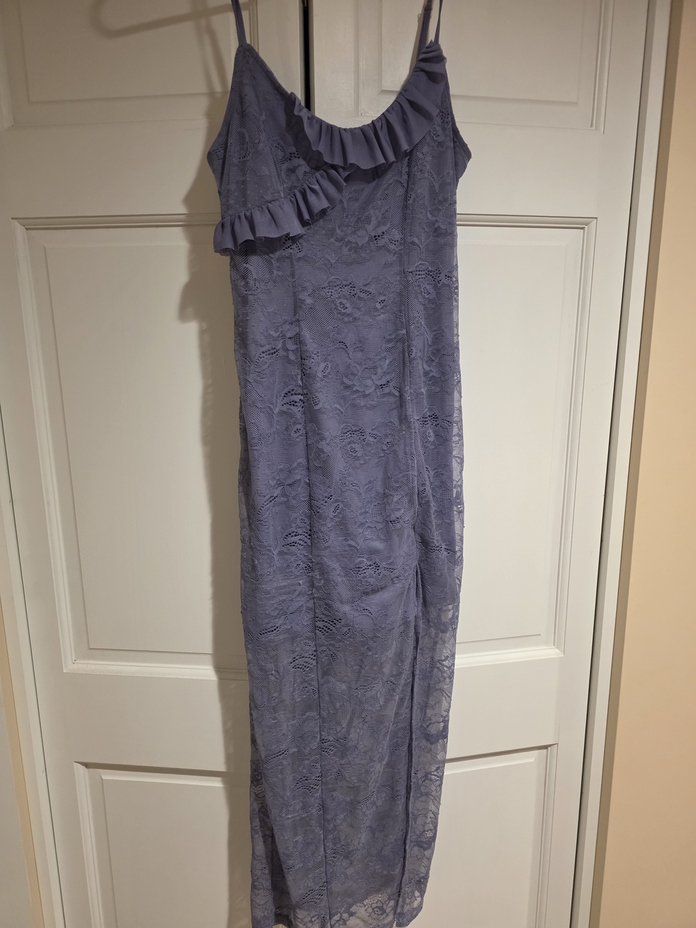 Forever 21 Lavender Lace Ruffle-Trim Maxi Dress